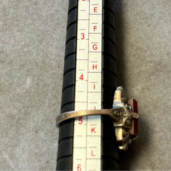 Vintage Art Deco 925 Sterling Silver Carnelian Marcasite Ring size 5 VTG - Picture 6 of 6